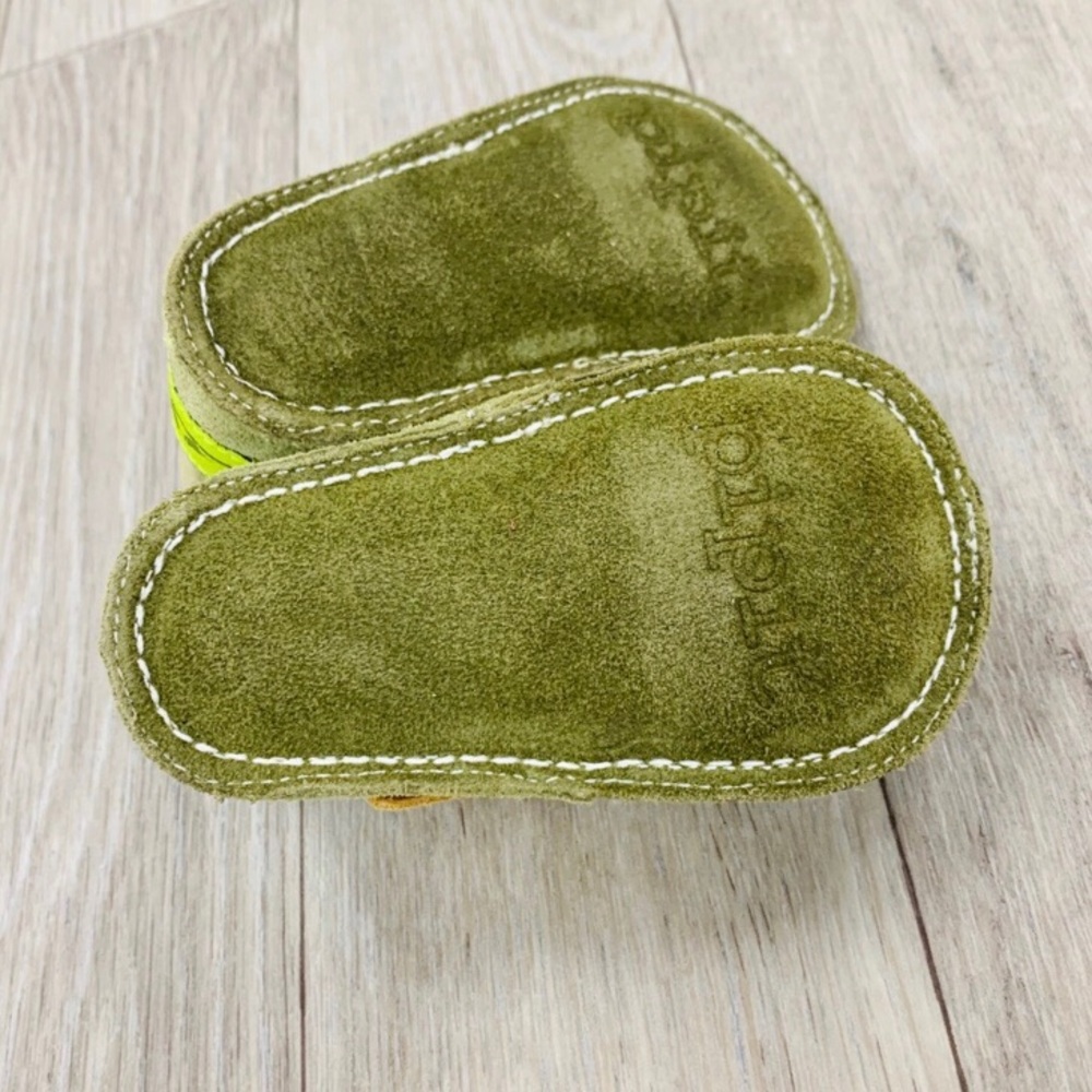 Pipit Suede Stripe Olive Green Baby Shoes Size 4 - Picture 6 of 10
